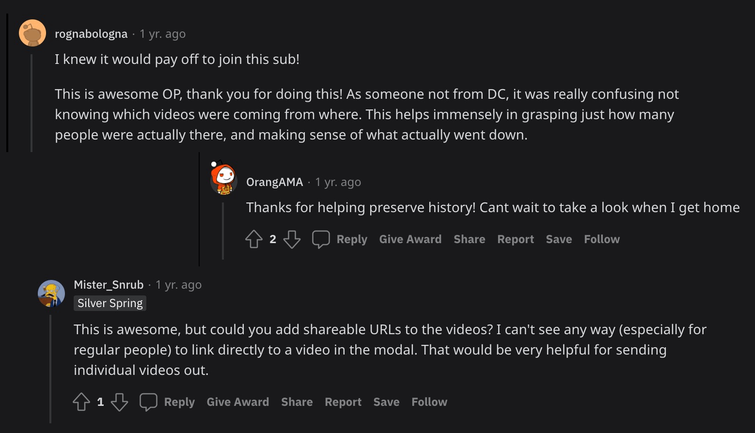 Screenshots from user feedback from the Reddit post.