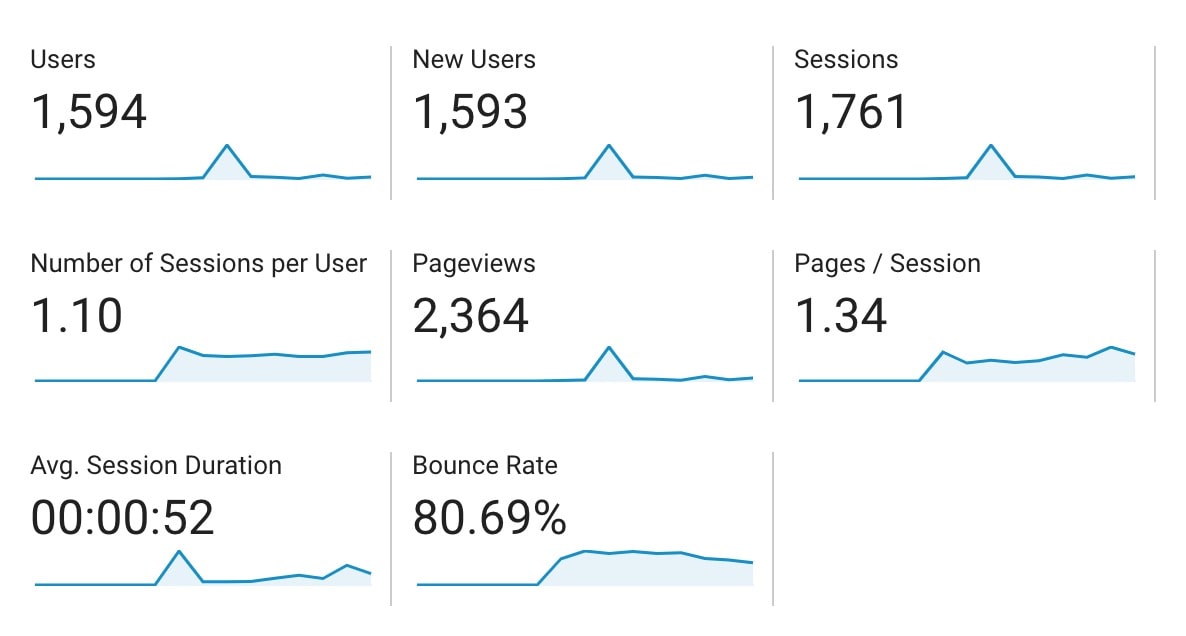 A screenshot of the visitor analytics data for January 2021, showing a total of 1,761 sessions.