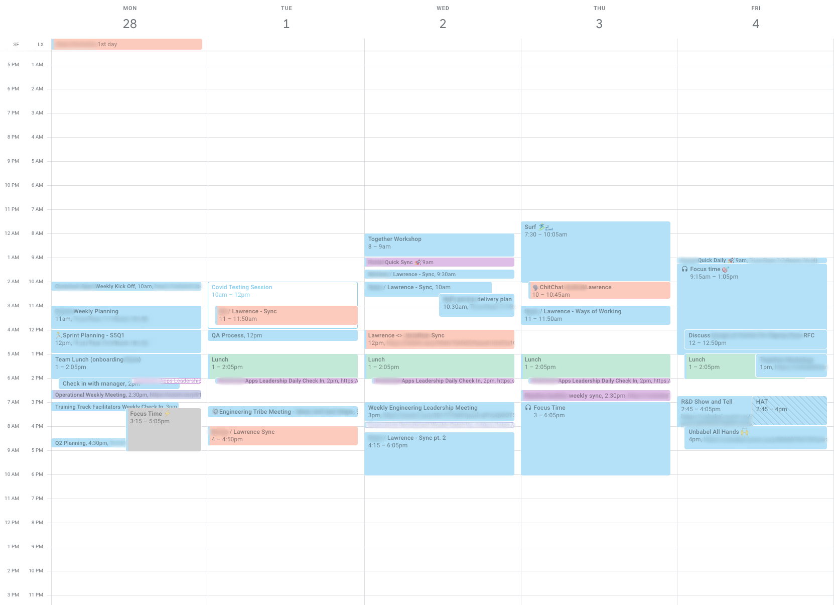 A screenshot of a calendar in March 2022.